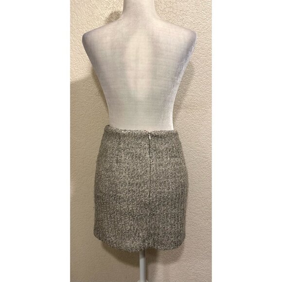 Becoming Wool Blend Made Korea Grey Textured Mini Skirt - Picture 3 of 5